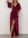 Velvet-V-Neck-Strappy-Slit-Dress-4