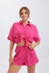 Solid-Color-Short-Sleeve-Shirt-Two-piece-Short-Set-1