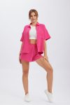 Solid-Color-Short-Sleeve-Shirt-Two-piece-Short-Set-1