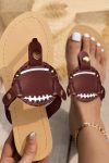 Baseball-Open-Toe-Flat-Sandals-White