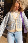 Blue-V-Neck-Pied-De-Poule-Cardigan-1