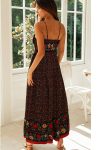 Bohemian-V-Neck-Floral-Maxi-Dress-Red