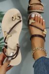 ButterflyStrappyFlatSlideSandals-DarkBrown