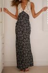 Contrast-V-Neck-Floral-Print-Tie-back-Dress-7