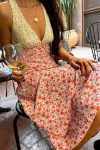 Contrast-V-Neck-Floral-Print-Tie-back-Dress-7