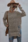 Crew-Neck-Split-Hollow-Out-Tassel-Sweater-1