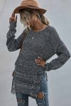 Crew-Neck-Split-Hollow-Out-Tassel-Sweater-1