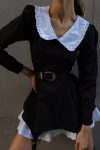 Doll-Collar-Ruched-Fake-Two-Pieces-Dress-5