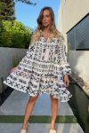 Flares-Sleeve-Geometric-Print-Babydoll-Dress-1