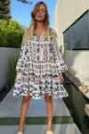 Flares-Sleeve-Geometric-Print-Babydoll-Dress-1