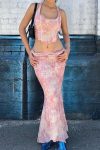 Floral-Print-Crisscross-Corset-Tank-Top-Fishtail-Skirt-Suits-1