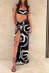 Graffiti-Print-Tie-straps-Crop-Top-Drawstring-Slit-Skirt-Suits-1