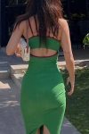 Green-Double-Shoulder-Strap-Cutout-Slit-Dress-3