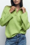 Green-Lapel-Ribbed-Knitted-Sweater-4