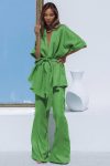 Green-V-Neck-Strappy-Tops-Wide-Leg-Long-Pants-Suit-2