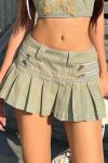 Halter-Distressed-Crop-Top-Ruched-Skirt-Suits-1