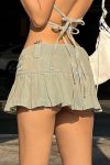 Halter-Distressed-Crop-Top-Ruched-Skirt-Suits-1