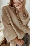 Khaki-Long-Lantern-Sleeve-Knitted-Cardigan-4