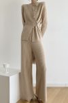 Khaki-Ribbed-Cardigan-Pant-Set-1