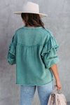 Lantern-Sleeve-Nail-Bead-Ruffled-Denim-Tops-2