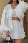 Long-Puff-Sleeve-Shirt-Strapless-Three-piece-Shorts-Set-1