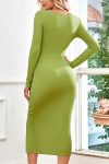 Long-Sleeve-Cutout-Ruched-Slit-Dress-4