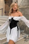 Off-Shoulder-Lace-up-Corset-Ruched-Dress-6