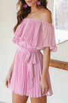 Off-Shoulder-Pleated-Tie-waist-Rompers-8