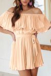 Off-Shoulder-Pleated-Tie-waist-Rompers-8