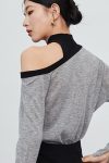 One-Shoulder-Flare-Sleeve-Patchwork-Tops-8