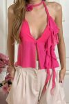 Pink-Floral-Halter-Ruffle-Ribbon-Tops-2