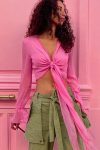 Pink-V-Neck-Tie-Front-Crop-Top-2