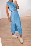 Pleated-Mock-Neck-Crop-Top-High-Waist-Slit-Skirt-Suits-4