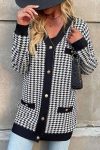 Pocketed-Houndstooth-Buttoned-Cardigan-1