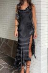 Polka-Dot-Cowl-Neck-Slit-Dress-3