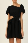 Puff-Sleeve-Cutout-Drawstring-Mini-Dress-4