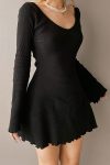 Round-Neck-Long-Sleeve-Lacework-Hem-Dress-1