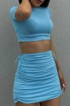 Short-Sleeve-Crop-Top-Drawstring-Ruched-Skirt-Suits-4