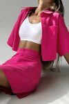 Solid-Color-Shirt-Crop-Top-High-Waist-Skirt-Suits-4