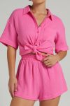 Solid-Color-Short-Sleeve-Shirt-Two-piece-Short-Set-1