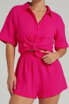 Solid-Color-Short-Sleeve-Shirt-Two-piece-Short-Set-1