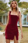 Solid-Color-Slit-Hem-Suede-Dress-1