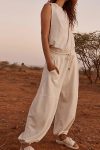 Solid-Sleeveless-Drawstring-High-Waist-Jumpsuits-2