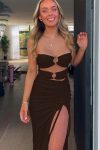 Strapless-Cutout-Drawstring-Side-Slit-Dress-3