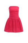 Strapless-Gather-A-line-Ruched-Dress-5