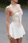 Strapless-Tie-up-Corset-Ruched-Dress-1