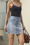 StretchDistressedCutoffDenimSkirt1