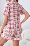 Striped-Plaid-Print-Shirt-Shorts-Two-Piece-Loungewear-5