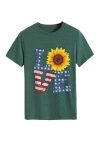 Sunflowers-Pentagram-Letter-Print-T-shirt-5