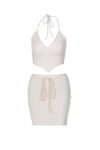 V-Neck-Halter-Crop-Top-Drawstring-Ruched-Skirt-Suits-2